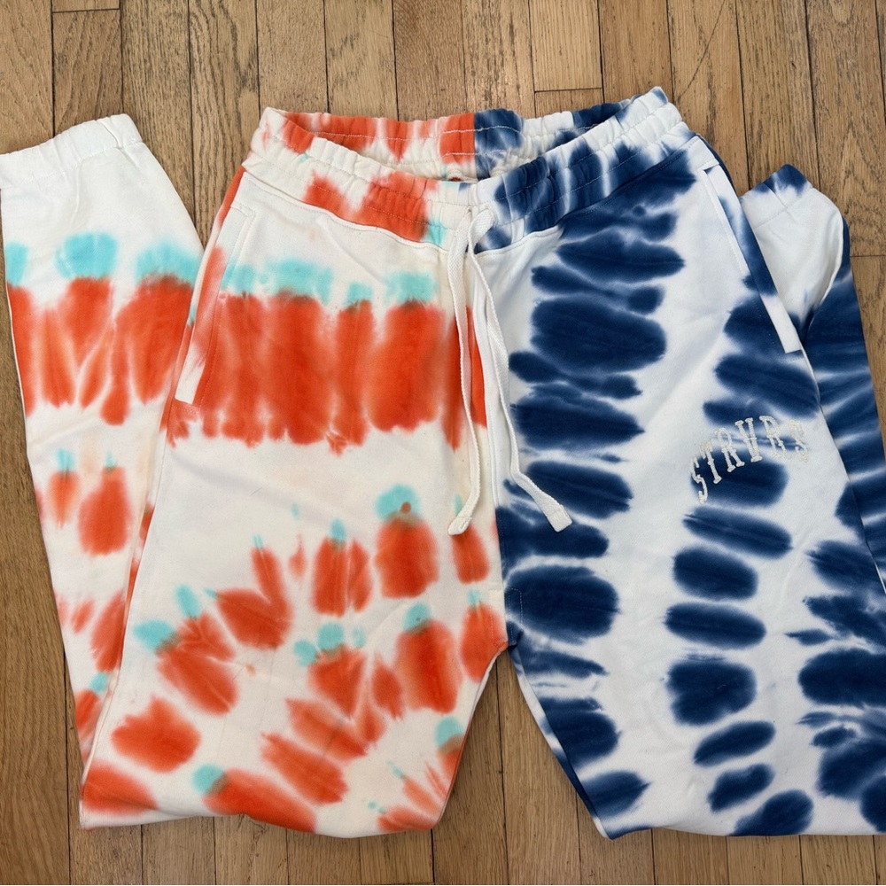 STRIVERS ROW MEN MEDIUM Tie-Dye Joggers - Orange, Blue, and White